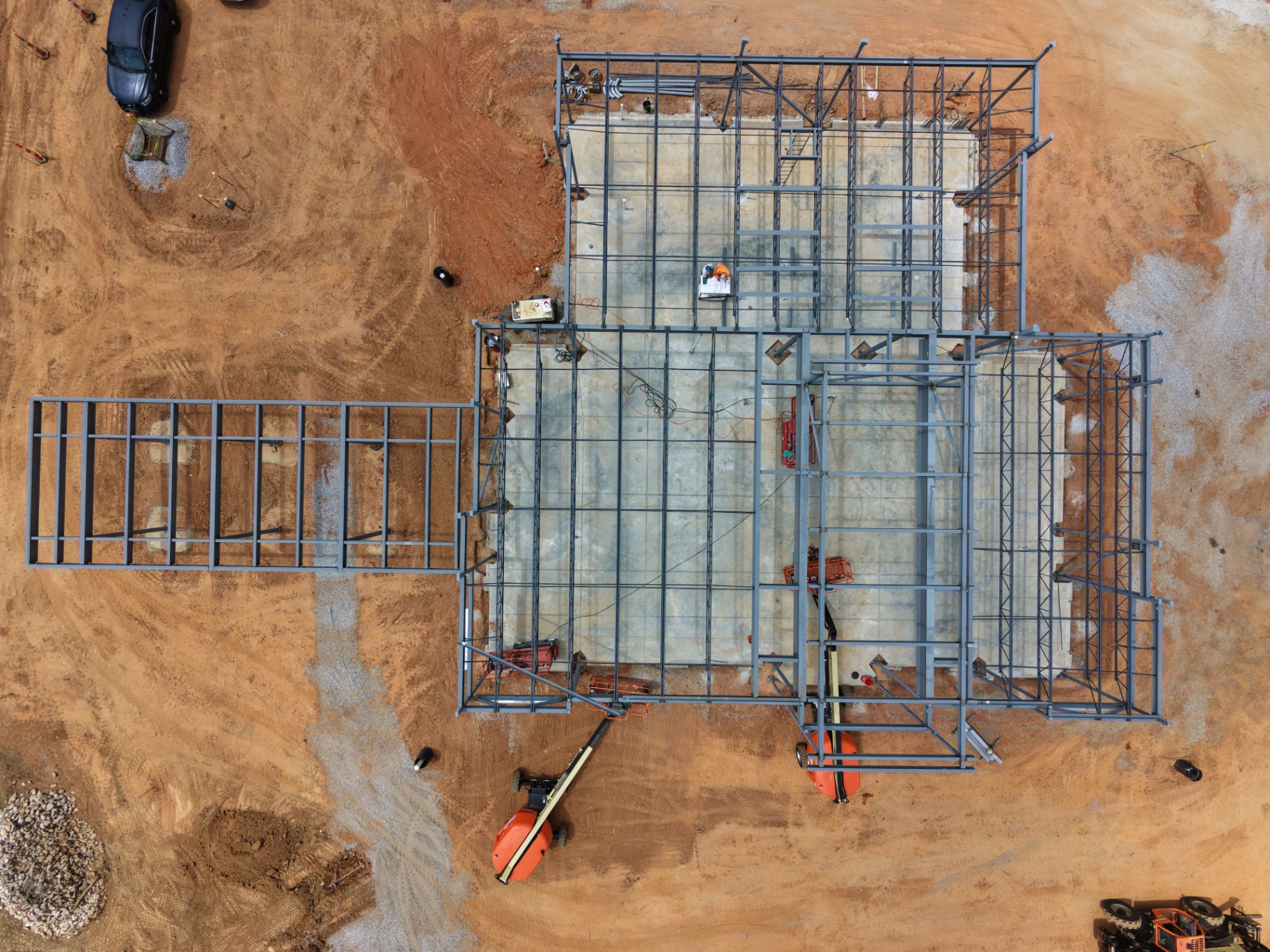 Overhead view showing the completed footprint of the new Greenville Federal Credit Union facility.
